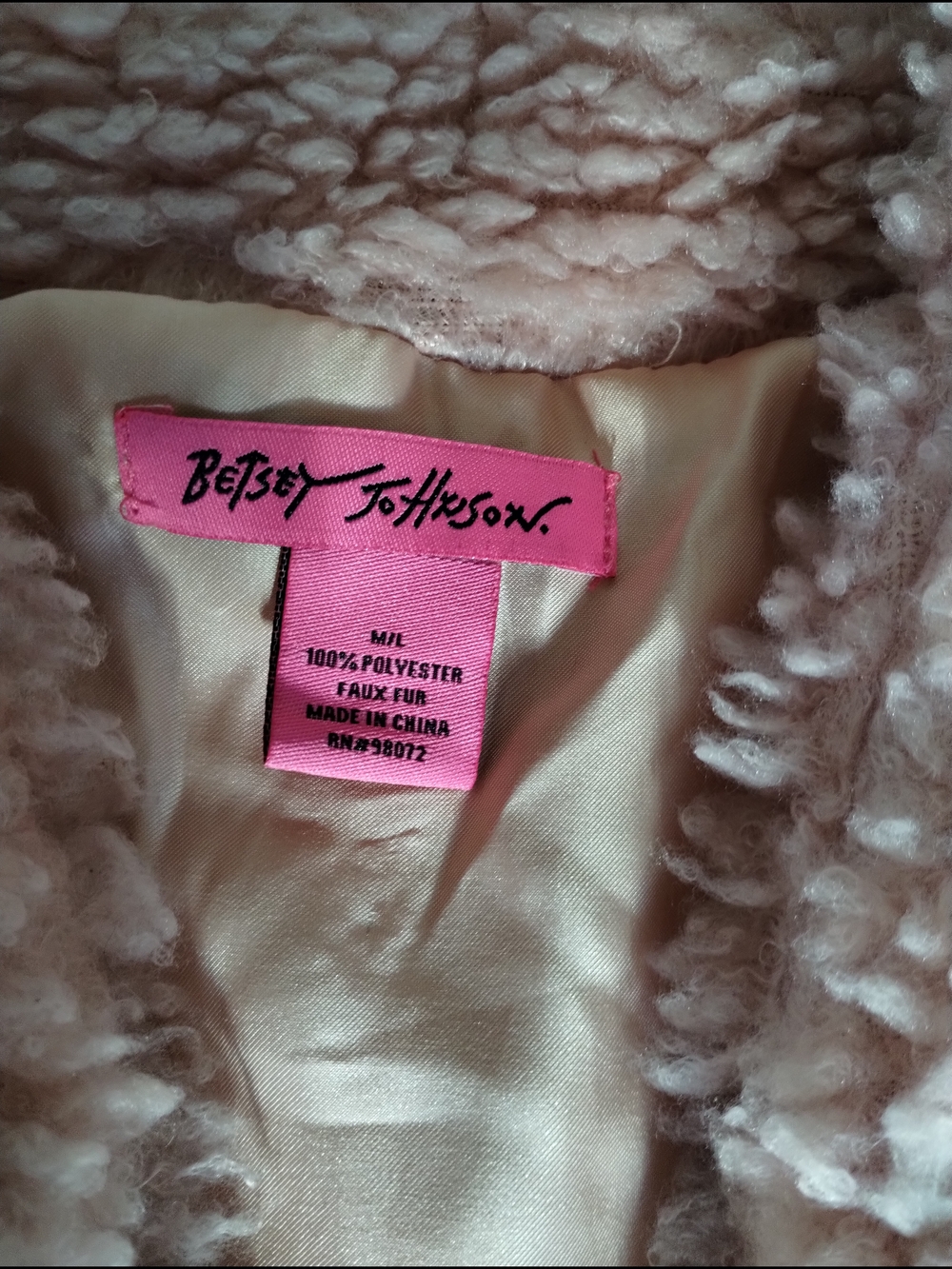 Betsey Johnson Plush Sherpa Vest in Dusty Pink Sz M/L - Picture 2 of 5